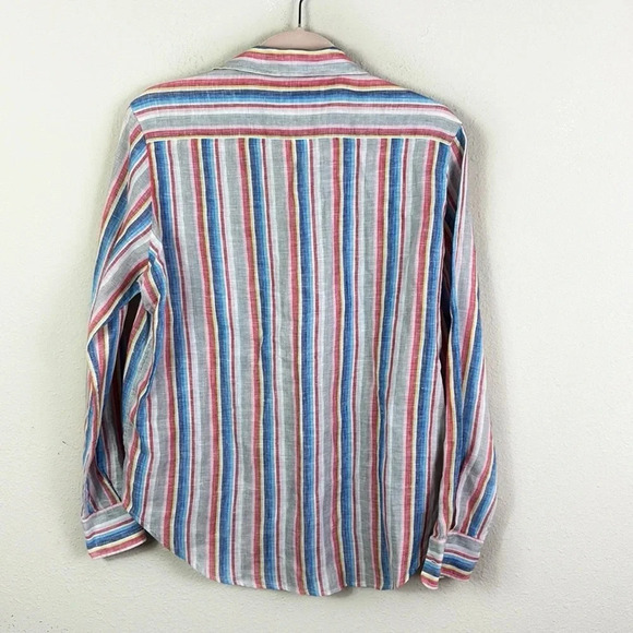 Frank & Eileen 100% Linen Style Eileen Stripe Button Down Shirt size XS - Picture 6 of 14
